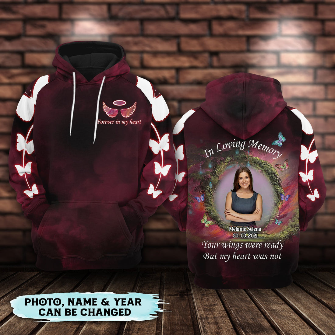 In Loving Memory, Upload Photo Personalized All Over Print Hoodie