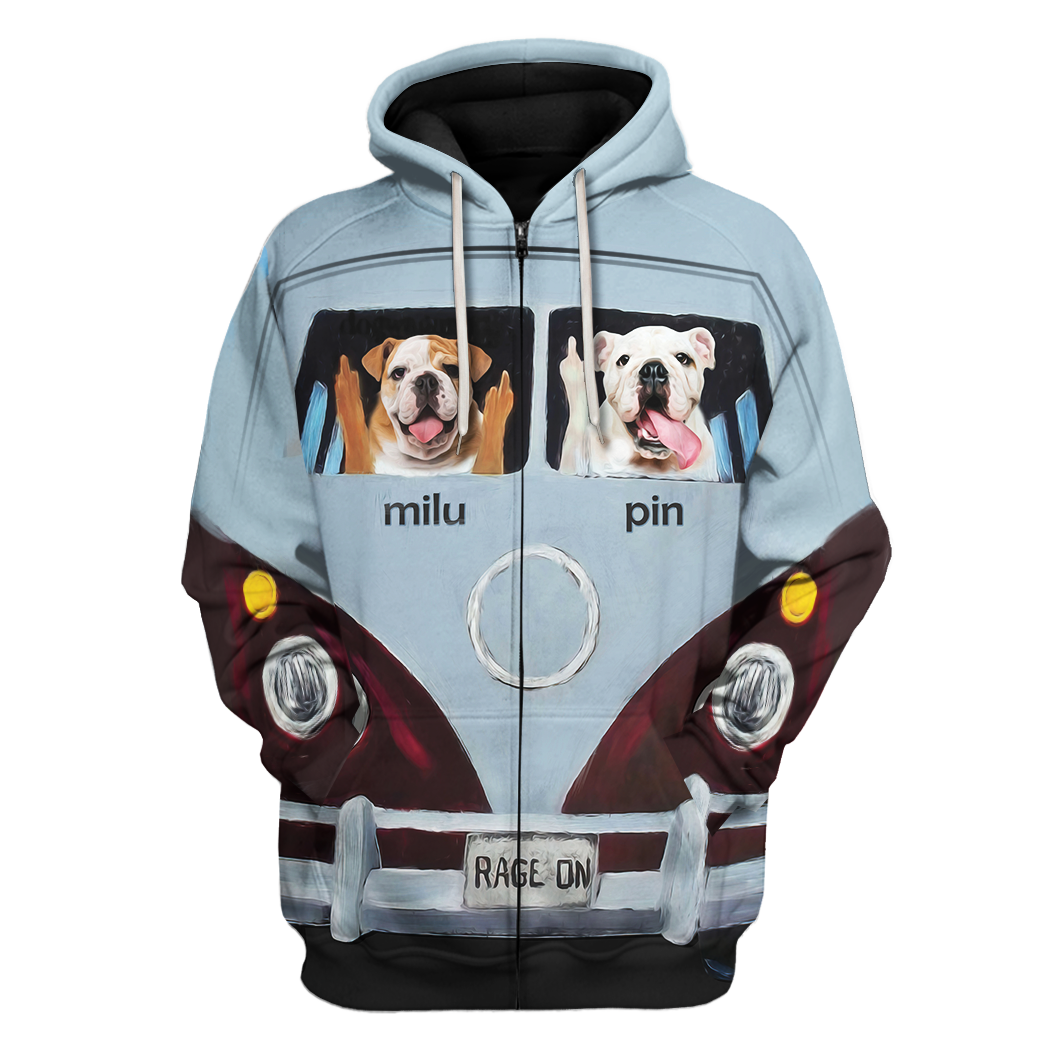 Customized Photos Zip Hoodie Funny Pet In Car