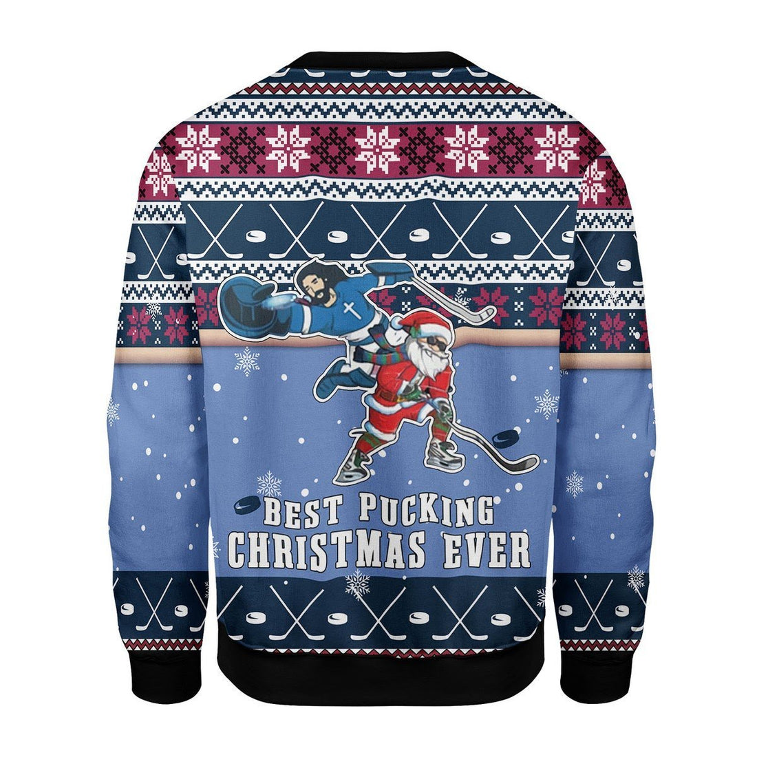 Gearhomies Christmas Unisex Sweater Best Pucking Christmas Ever Jesus And Santa Claus 3D Apparel