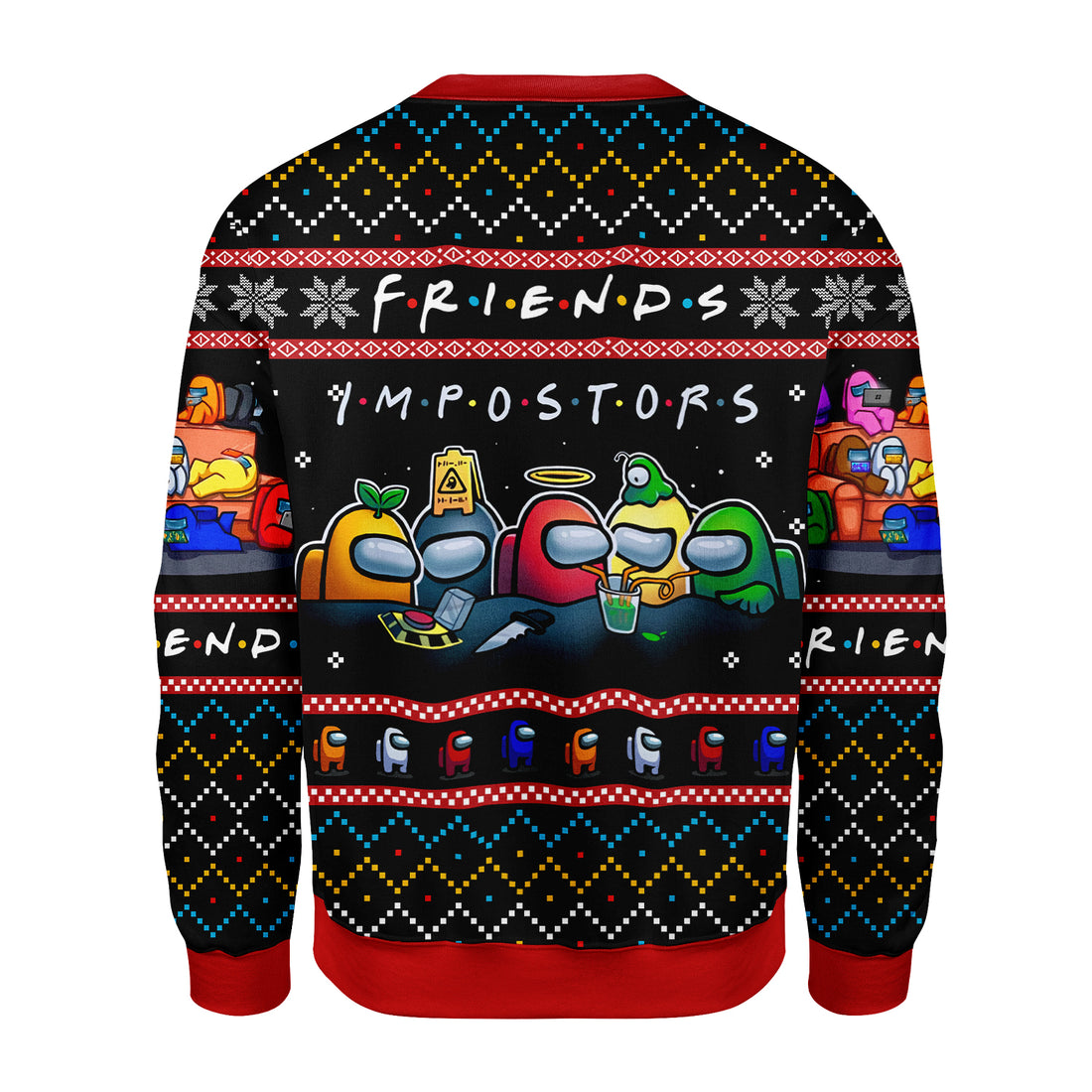 Customspig Christmas Sweater Among Us Imposter Friends 3D Apparel