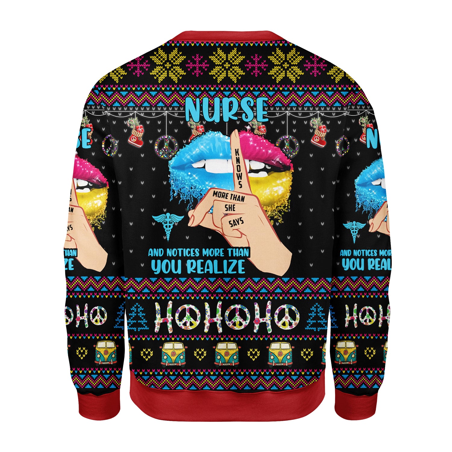 Customspig Christmas Sweater Nurse Life Hippie 3D Apparel