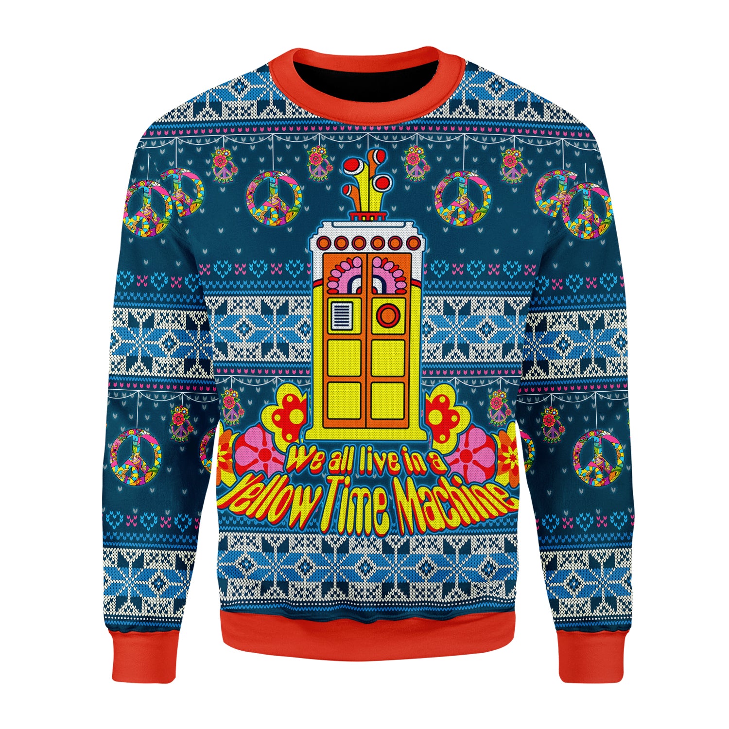 Customspig Christmas Sweater We All Live In A Yellow Time Machine 3D Apparel