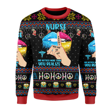 Customspig Christmas Sweater Nurse Life Hippie 3D Apparel