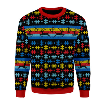 Customspig Christmas Sweater Autsim 3D Apparel