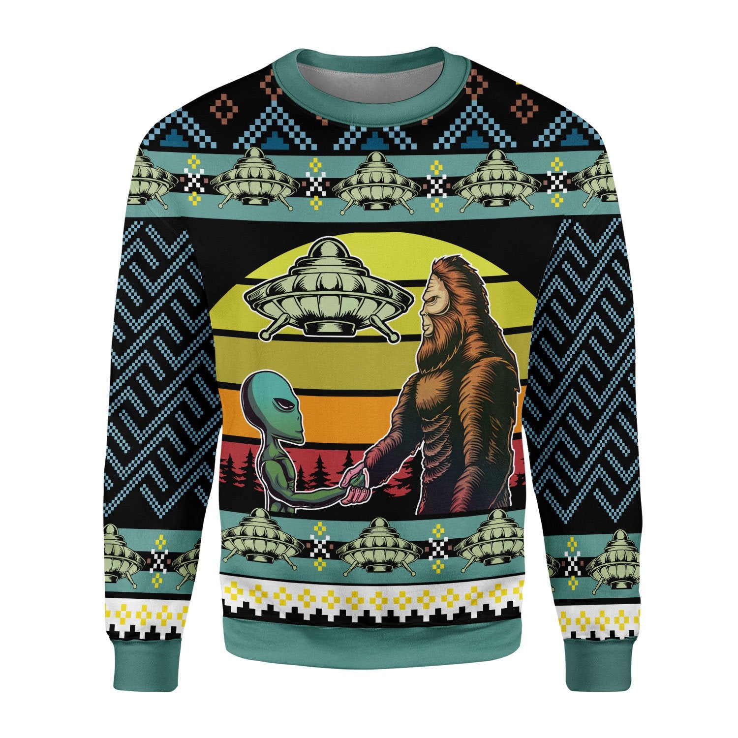 Customspig Tops Pullover Sweatshirt Holographic Alien & Sasquatch But Stuff 3D Apparel