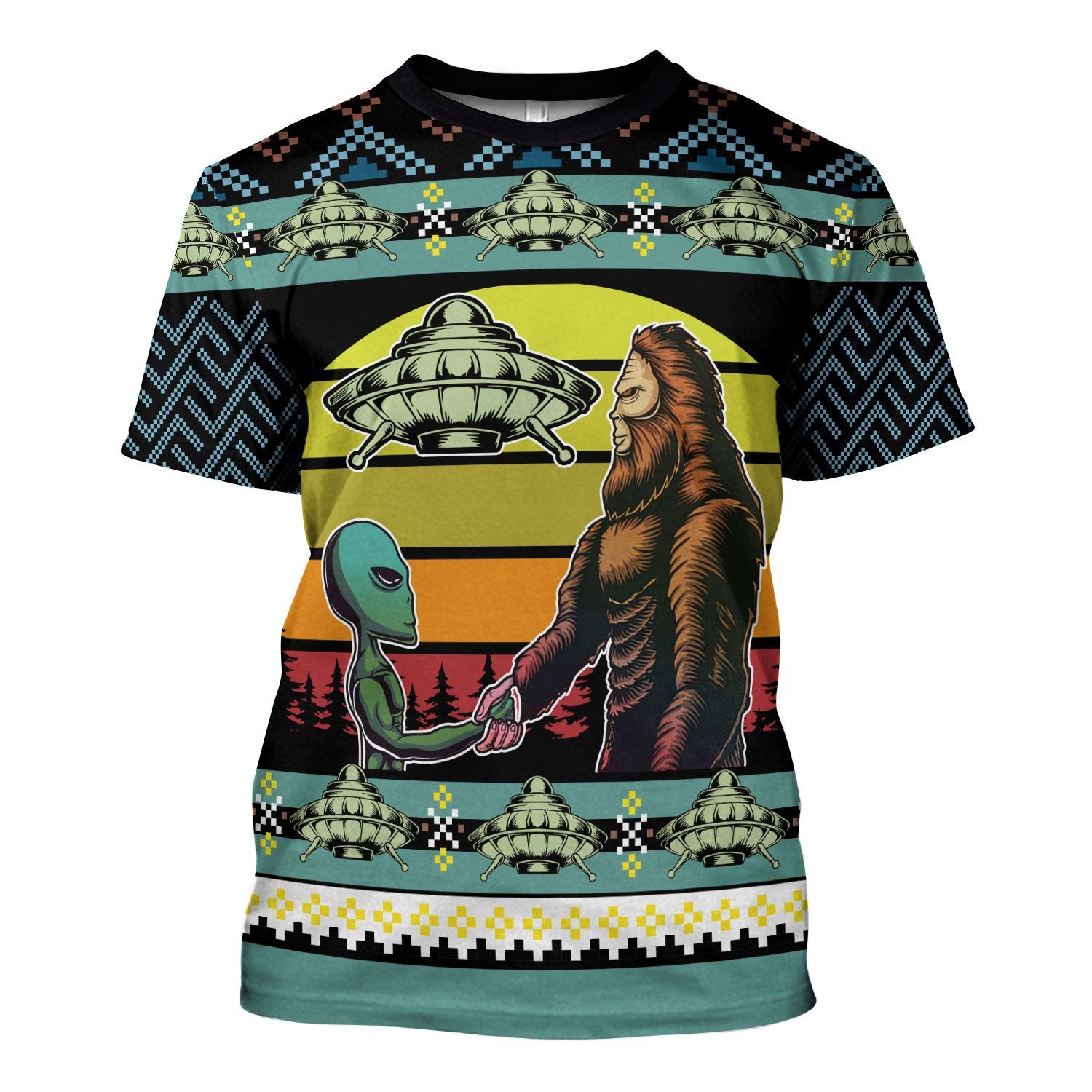 Customspig Tops Pullover Sweatshirt Holographic Alien & Sasquatch But Stuff 3D Apparel