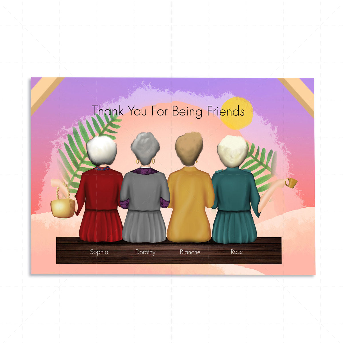 Personalized Canvas Golden Girls Stay Golden Friendship Home Decor Print Wall Art