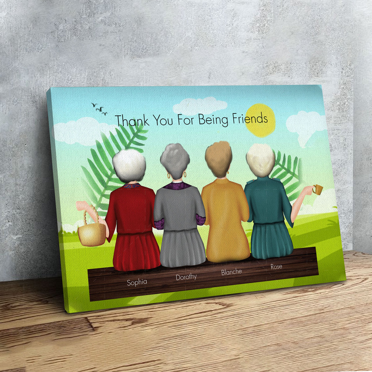 Personalized Canvas Golden Girls Stay Golden Friendship Home Decor Print Wall Art