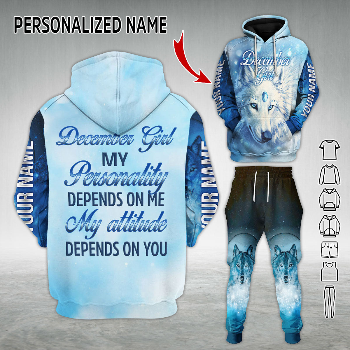 Personalized Tracksuit December Girl All Over Printed