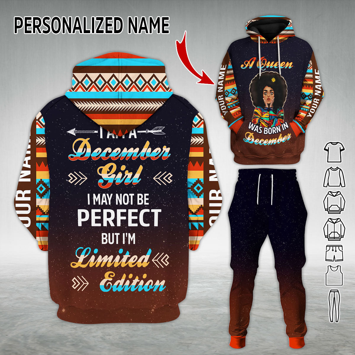 Personalized Tracksuit December Girl All Over Printed