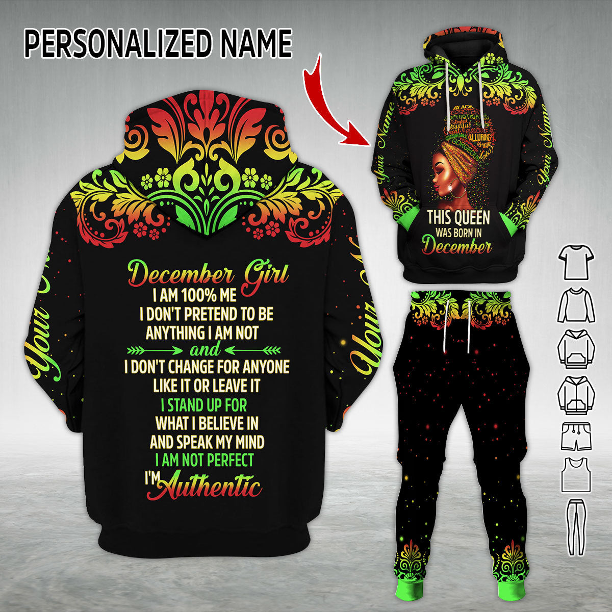 Personalized Tracksuit December Girl All Over Printed