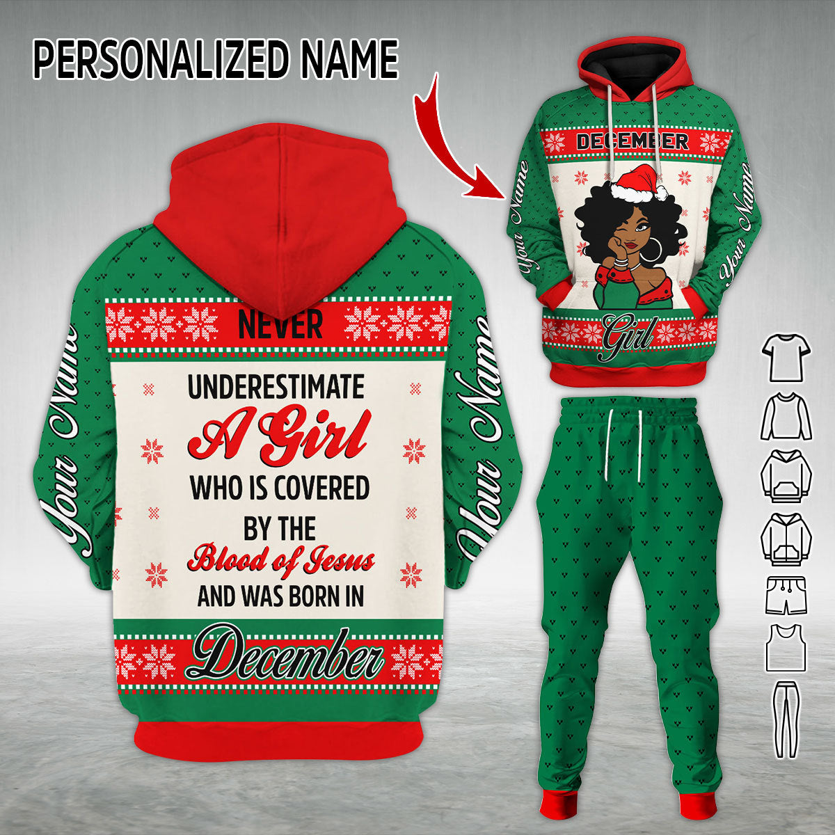 Personalized Tracksuit December Girl All Over Printed