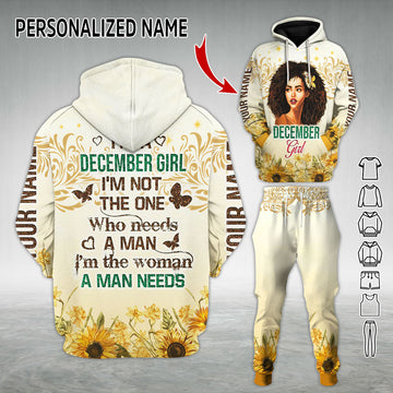 Personalized Tracksuit December Girl I'm The Woman A Man Needs All Over Printed
