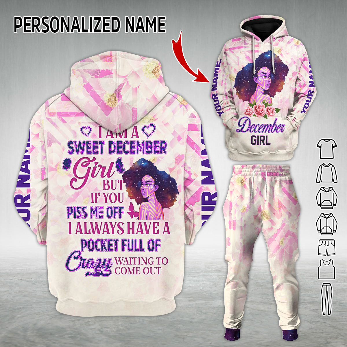 Personalized Tracksuit December Girl All Over Printed