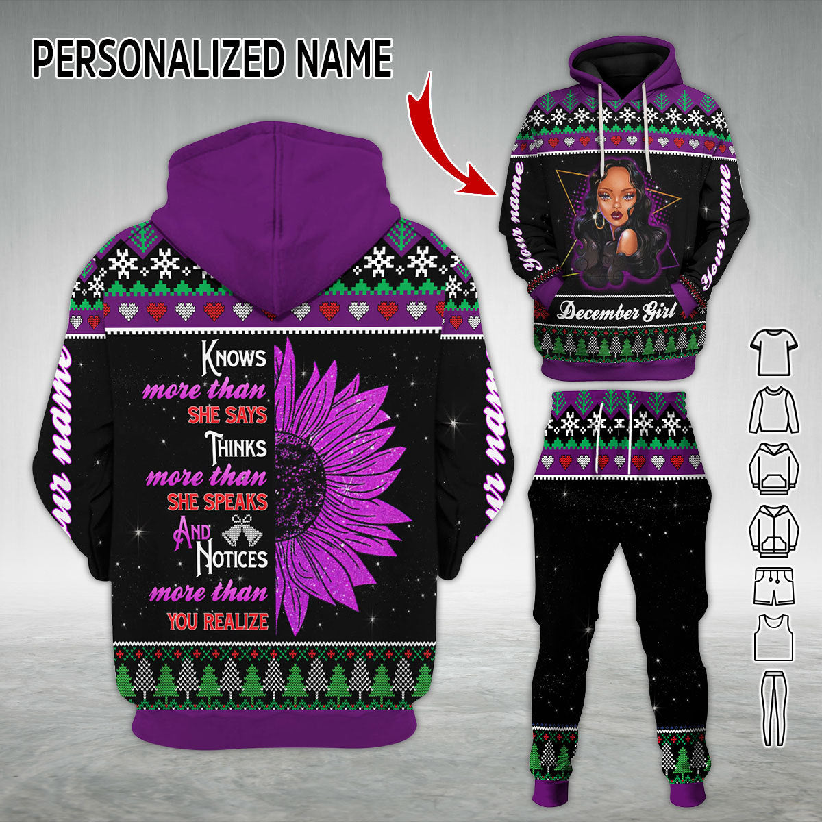 Personalized Tracksuit December Girl All Over Printed