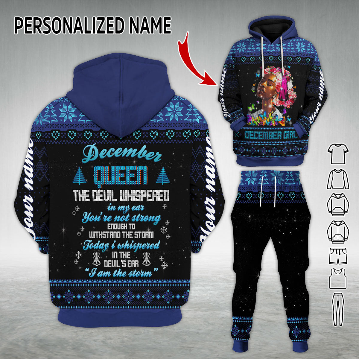 Personalized Tracksuit December Girl All Over Printed