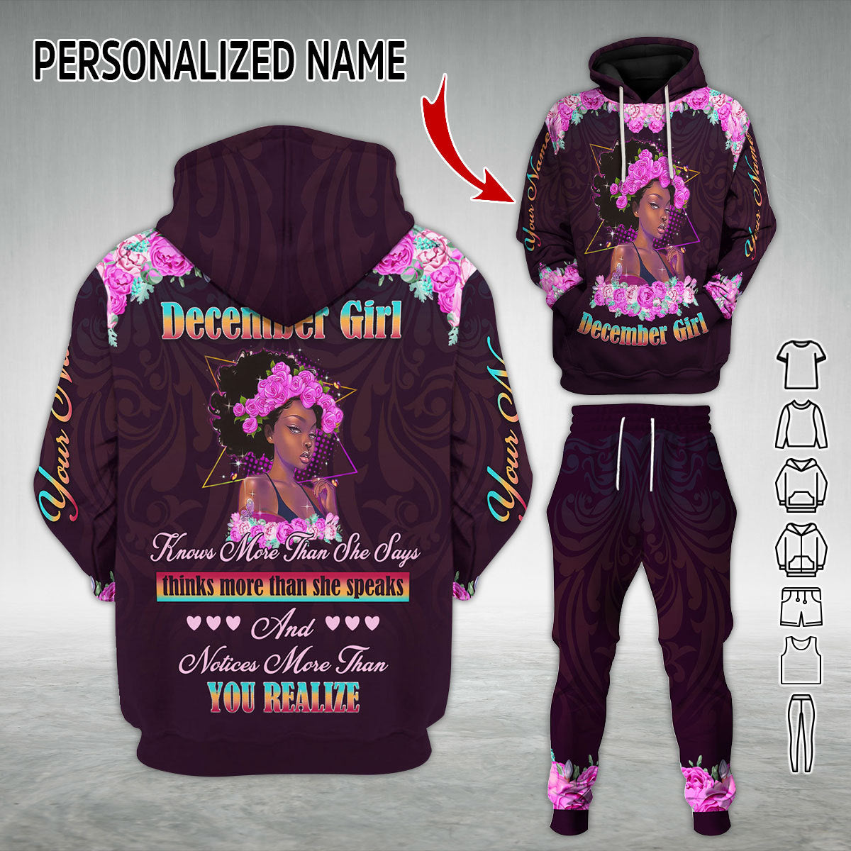 Personalized Tracksuit December Girl All Over Printed