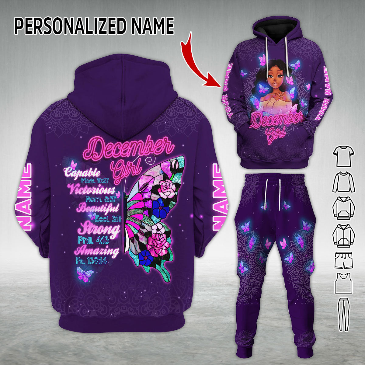 Personalized Tracksuit December Girl All Over Printed
