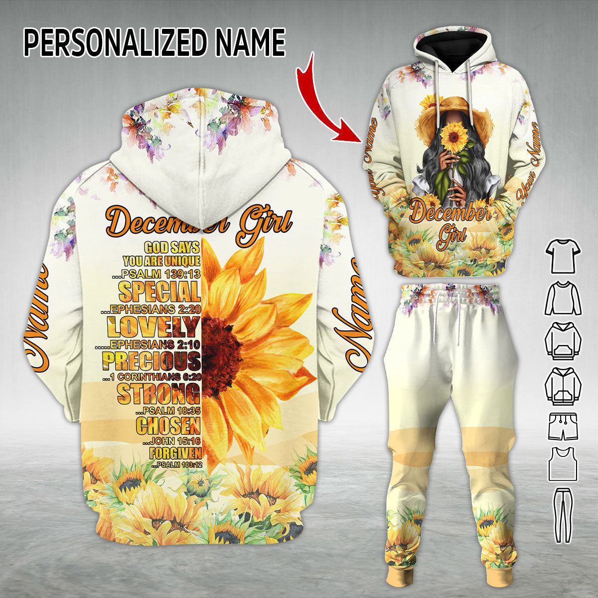 Personalized Tracksuit December Girl All Over Printed