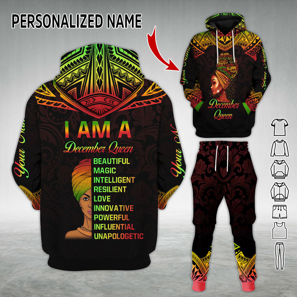 Personalized Tracksuit December Queen All Over Printed
