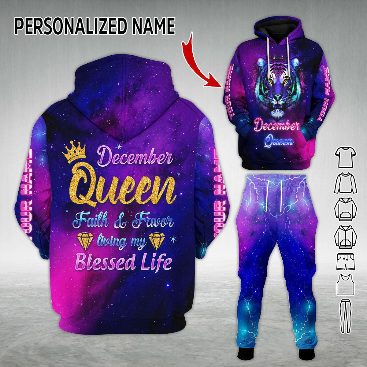 Personalized Tracksuit December Queen All Over Printed