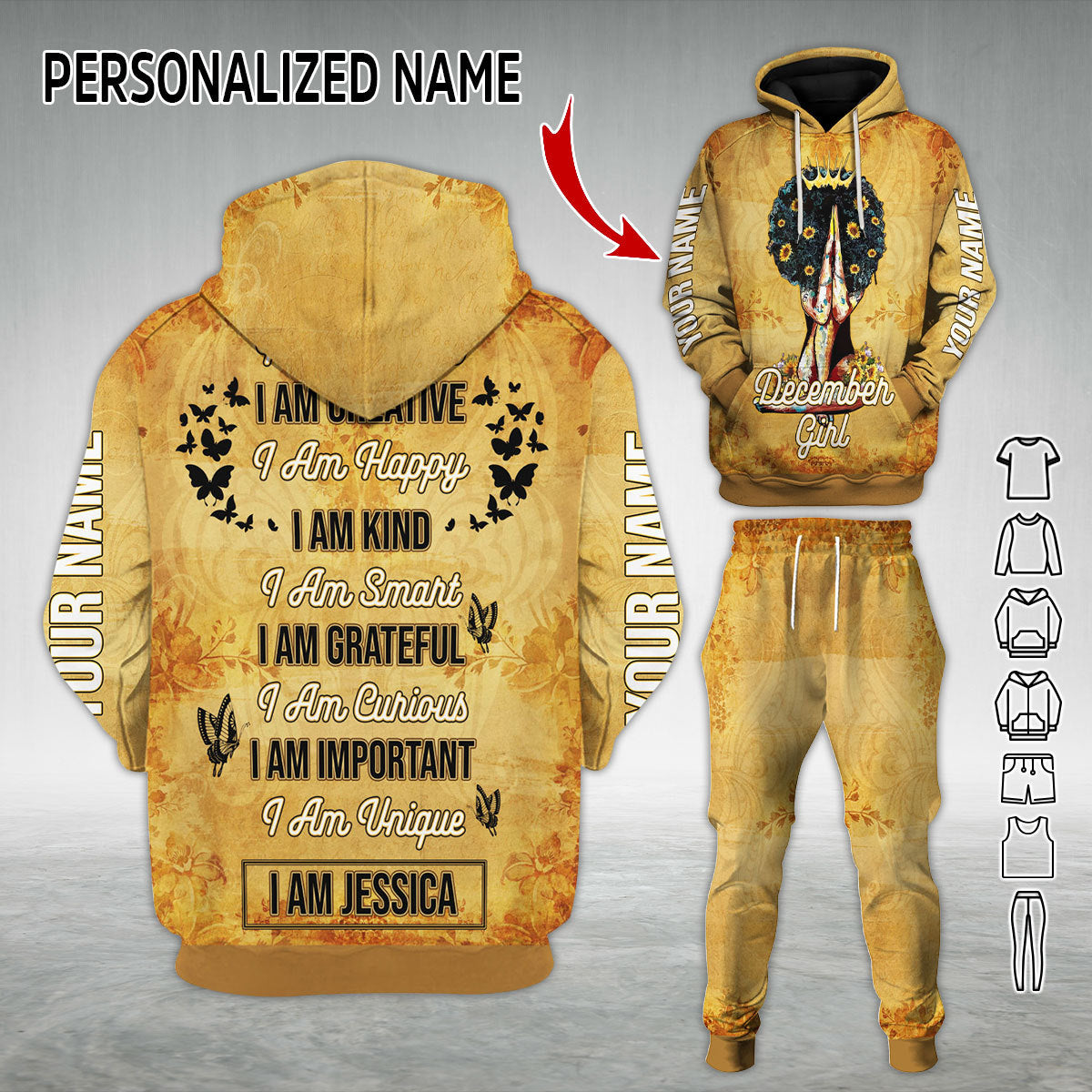Personalized Tracksuit December Girl All Over Printed