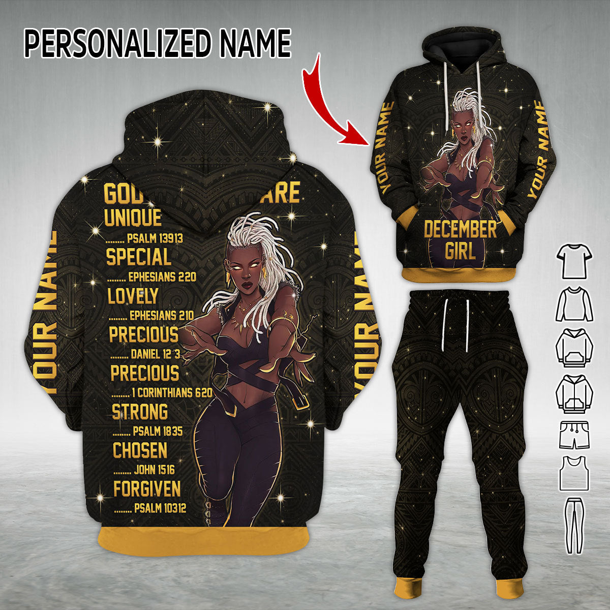 Personalized Tracksuit December Girl All Over Printed