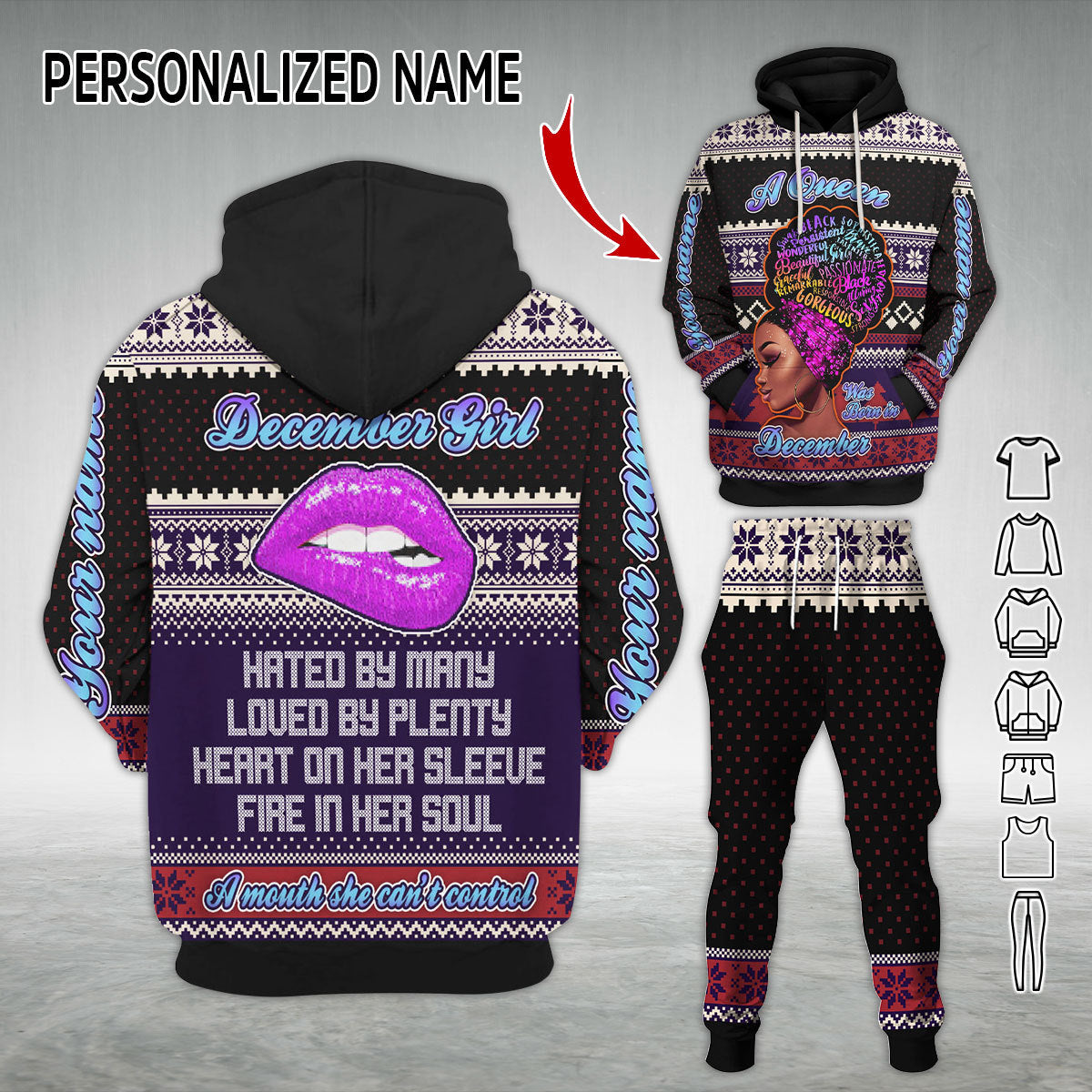 Personalized Tracksuit December Girl All Over Printed