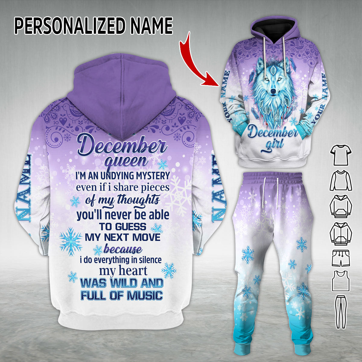 Personalized Tracksuit I'm A December Queen All Over Printed