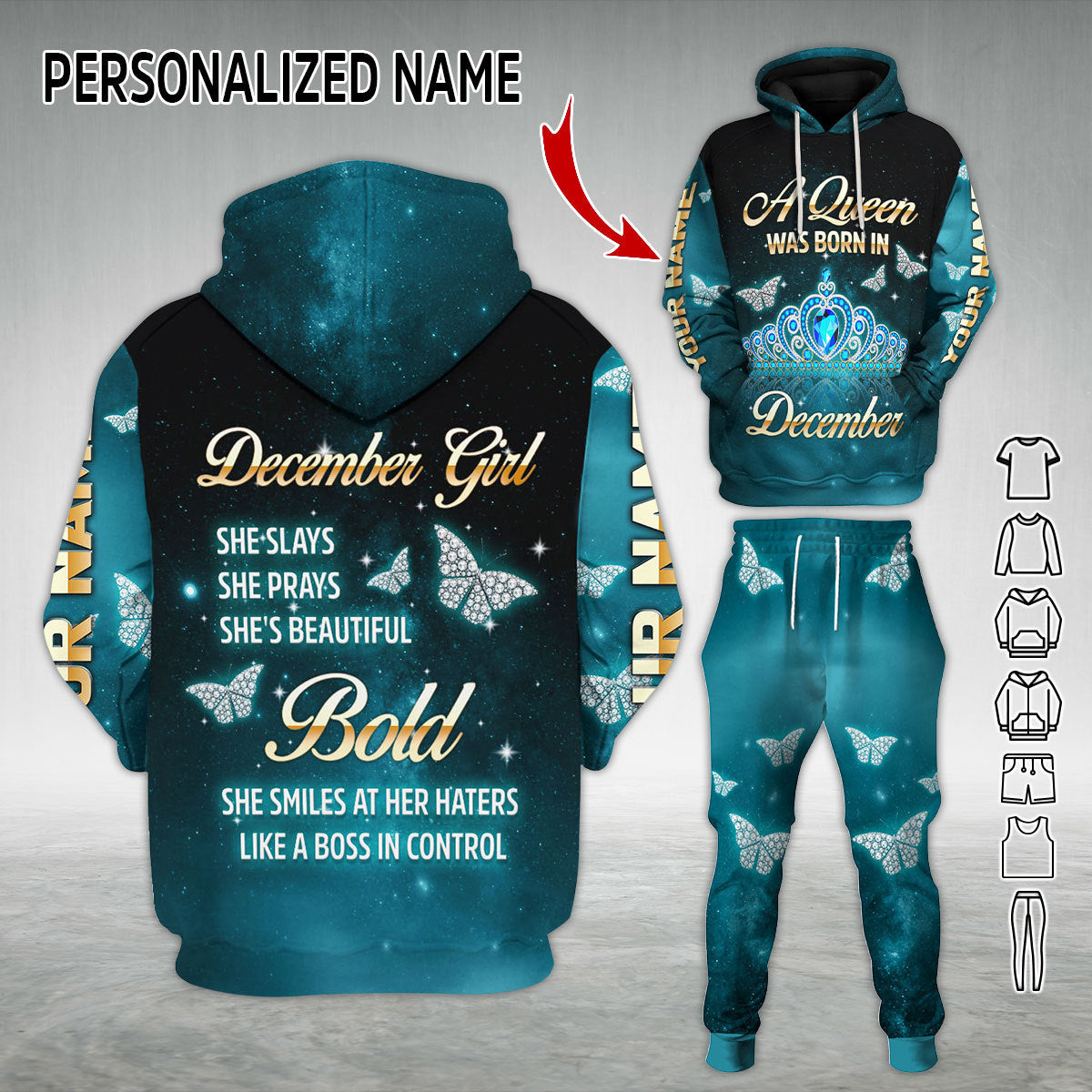 Personalized Tracksuit December Girl All Over Printed