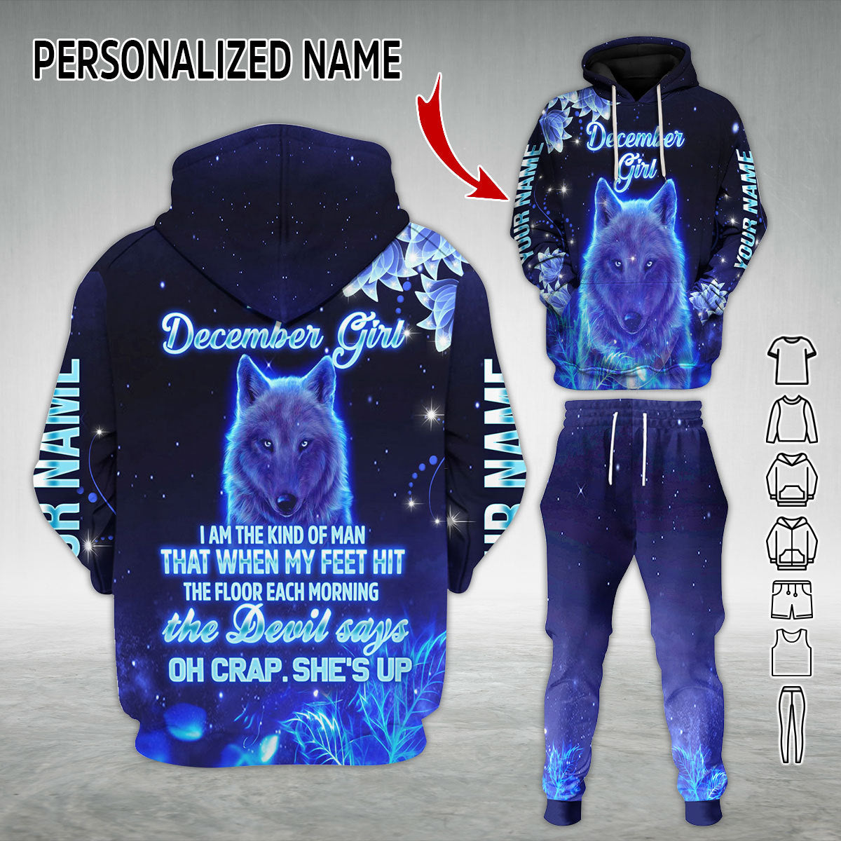 Personalized Tracksuit December Girl All Over Printed