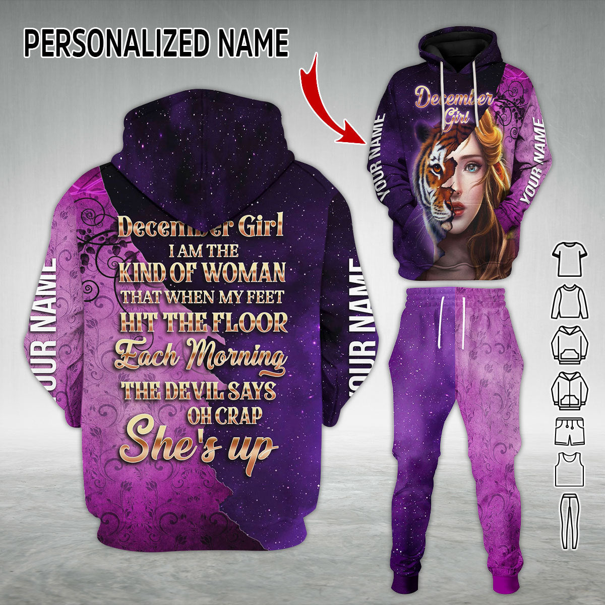 Personalized Tracksuit December Girl All Over Printed