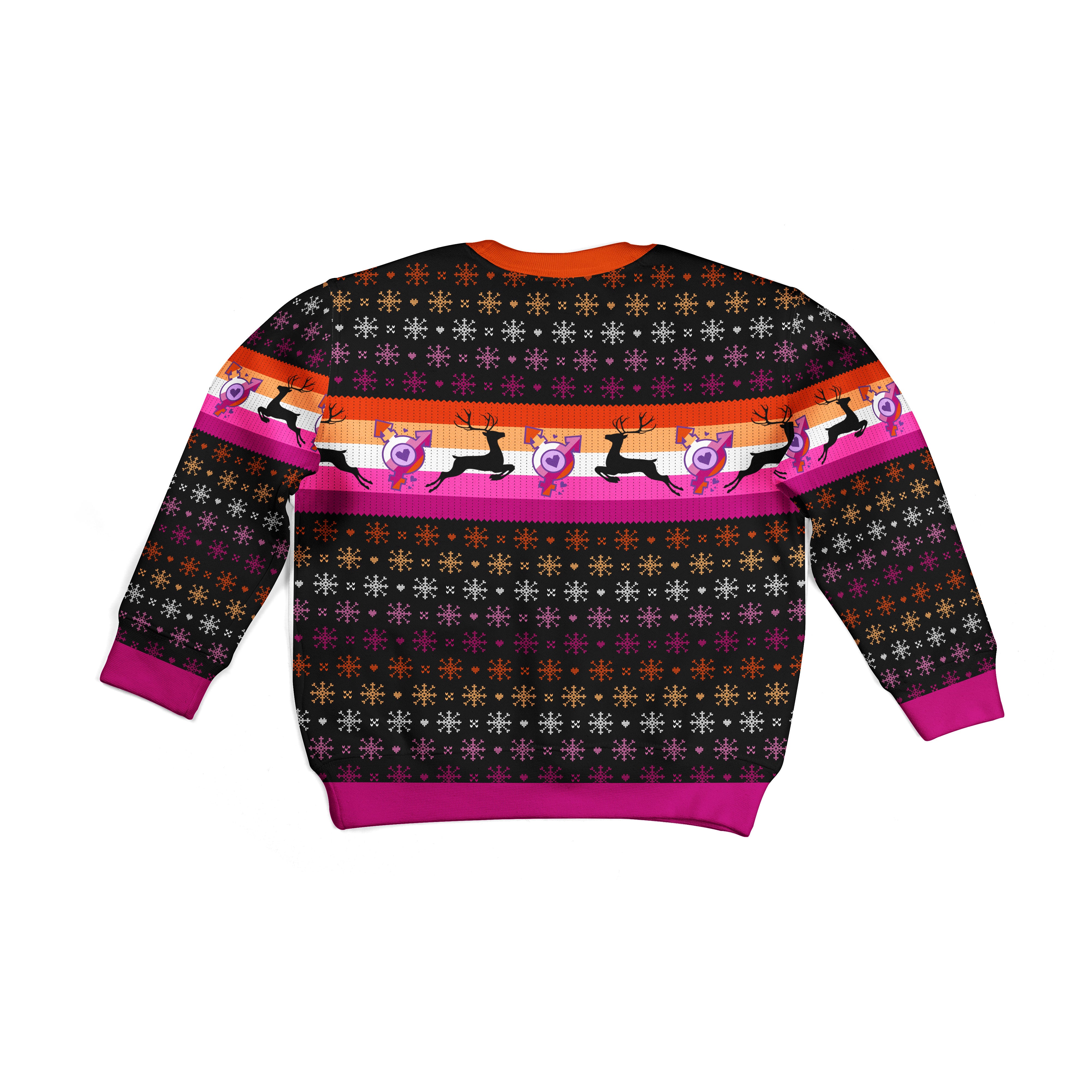 Customspig Kid Christmas Sweater Lesbian Flag 3D Apparel