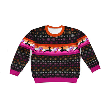 Customspig Kid Christmas Sweater Lesbian Flag 3D Apparel
