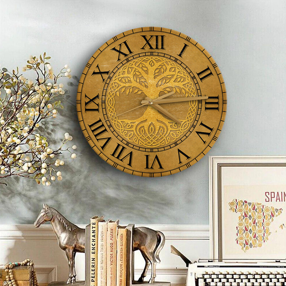 Odin Tree Of Life Wooden Clock