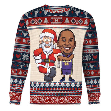 Gearhomies Christmas Unisex Sweater Kobe And Santa Claus Ugly Christmas 3D Apparel