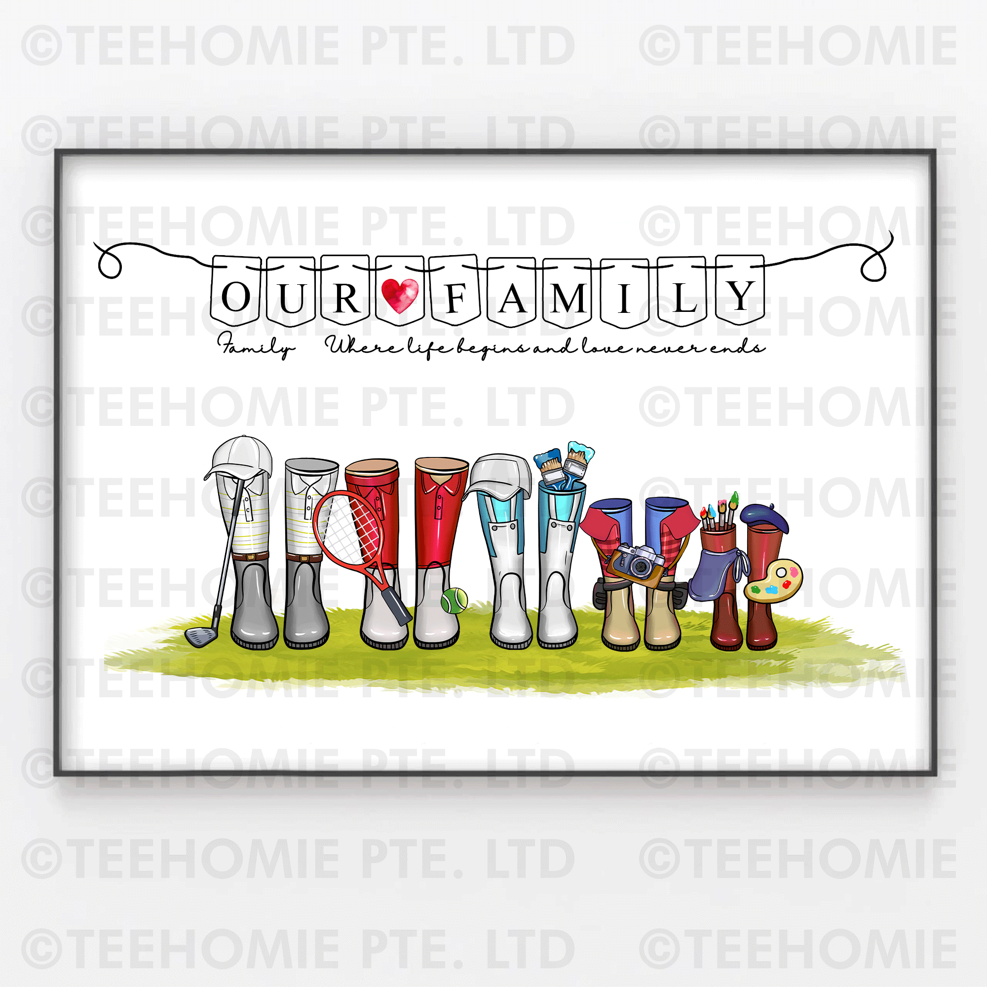 Customized Canvas Poster Wall Art Boot Styles Family Trees Gift