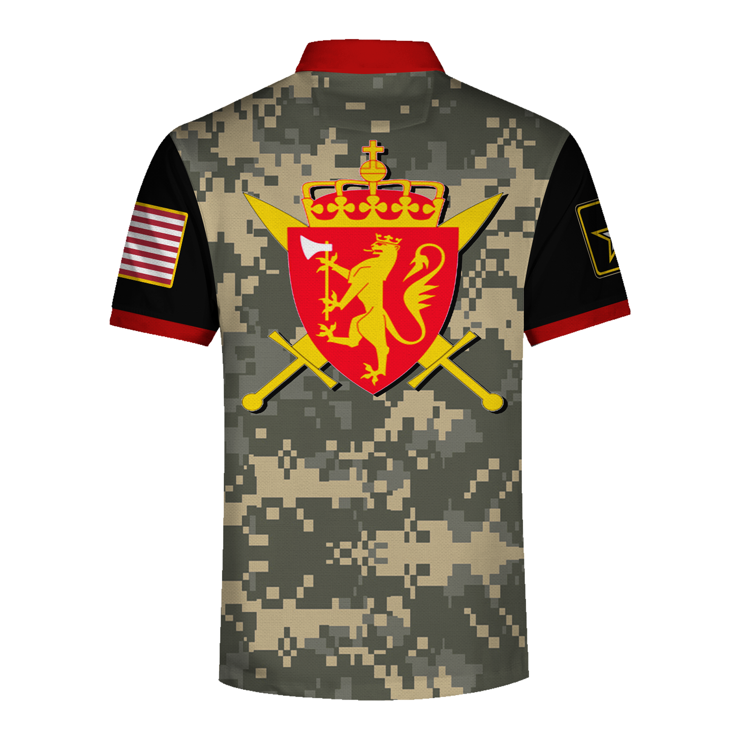 Customspig Polo Shirt US Army Lapel Pin Norwegian Army Special Forces Forsvarets 3D Apparel
