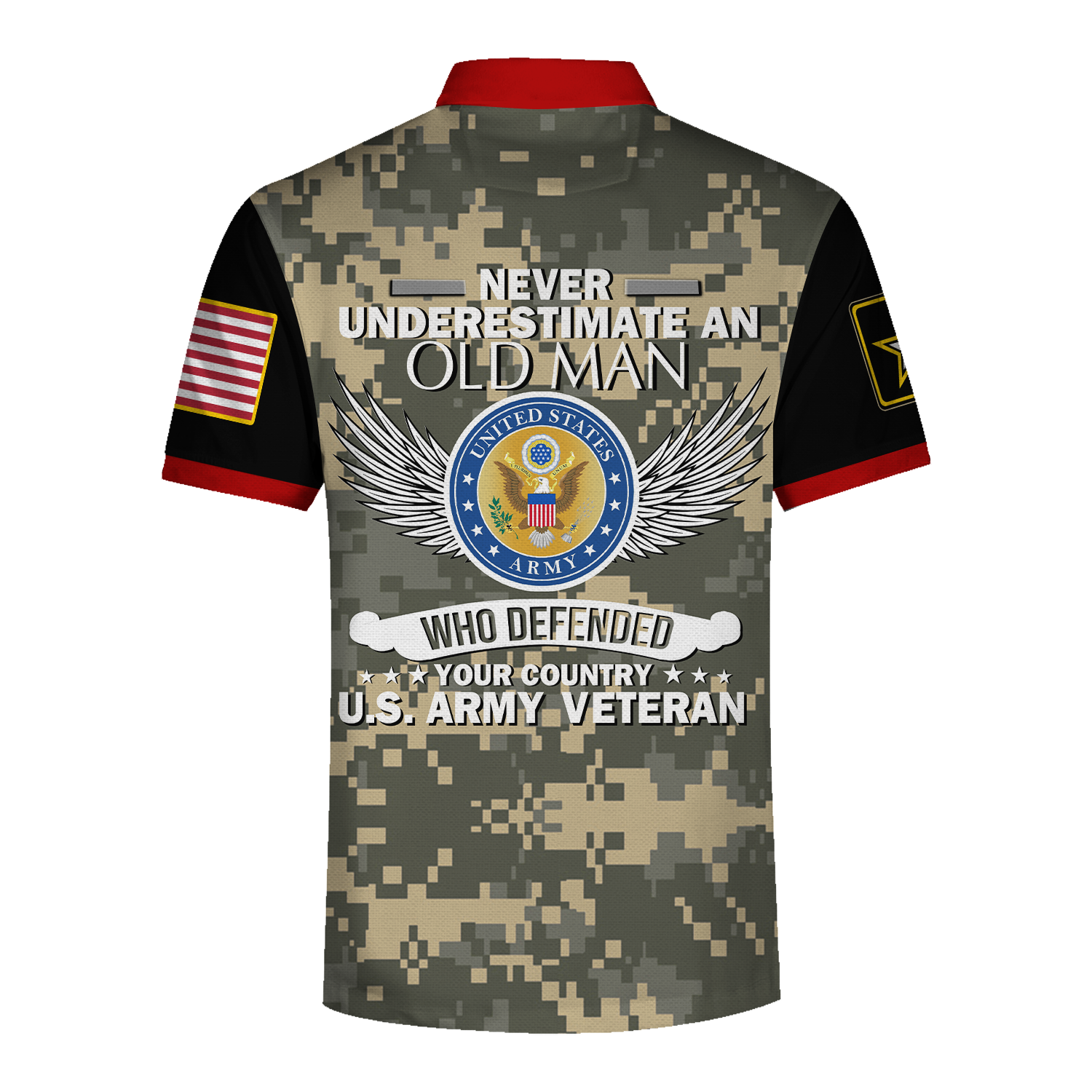 Customspig Polo Shirt US Army Never Underestimate An Old Man US Army Veteran 3D Apparel