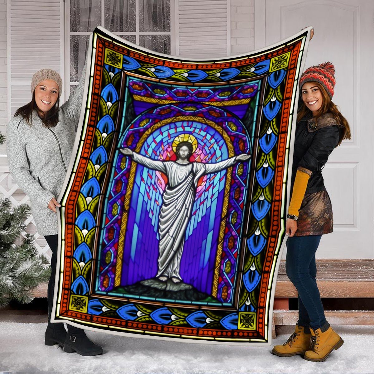 Customspig Blanket Jesus Stained Glass
