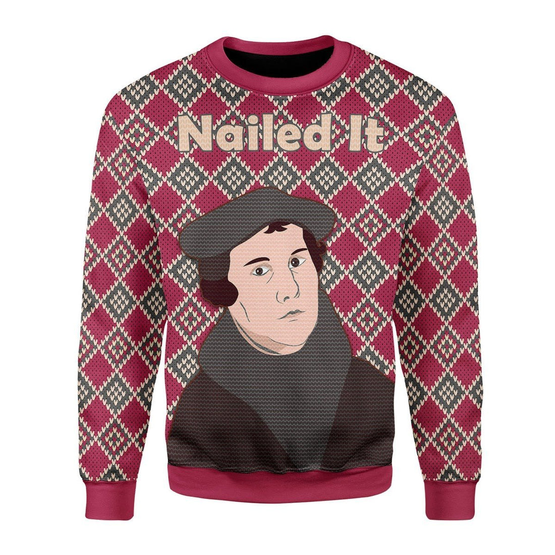 Gearhomies Christmas Unisex Sweater Martin Luther Ugly Christmas 3D Apparel