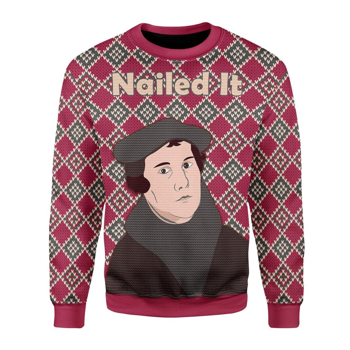 Gearhomies Christmas Unisex Sweater Martin Luther Ugly Christmas 3D Apparel