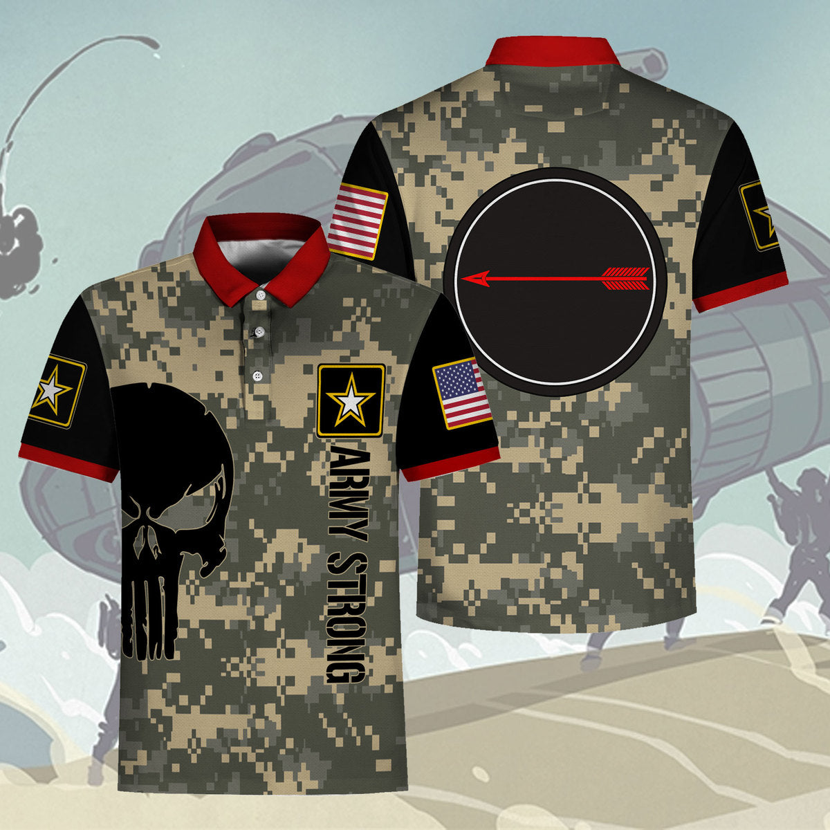 Customspig Polo Shirt US Navy Army Asymmetric Warfare Group 3D Apparel