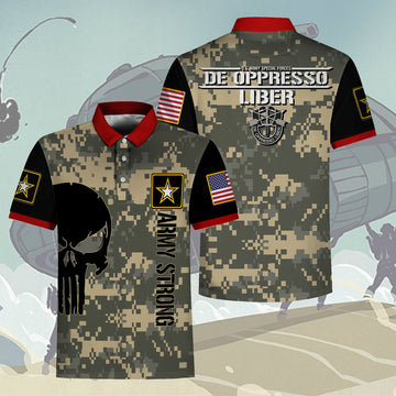 Customspig Polo Shirt US Army Specialist Forces De Oppresso Liber Army 3D Apparel