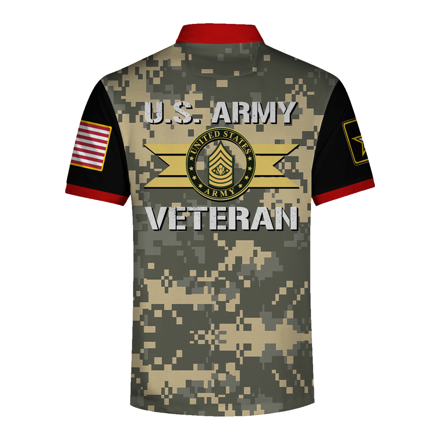 Customspig Polo Shirt US Army Rings Proudly Served Us Army Veteran E6 Staff Sergeant Army 3D Apparel
