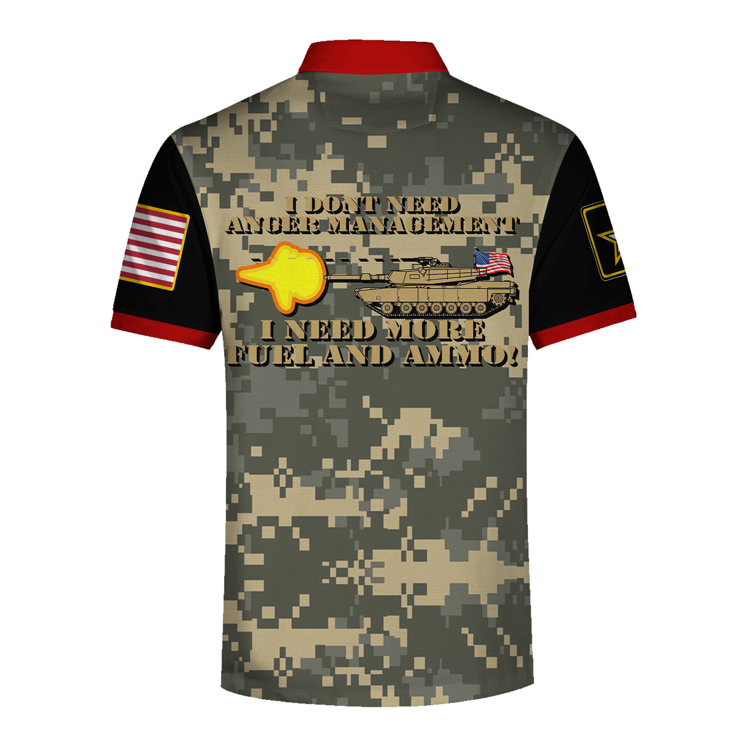 Customspig Polo Shirt US Army Vehicles M1 Abrams Tank Gift Patriotic American Flag 3D Apparel
