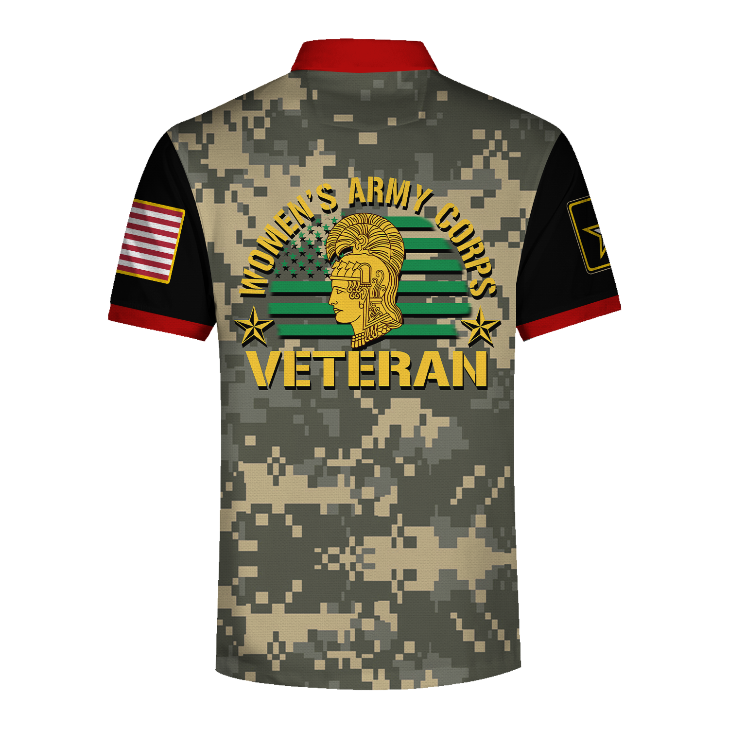Customspig Polo Shirt US Army Military Flags Womens Army Corps Veteran 3D Apparel