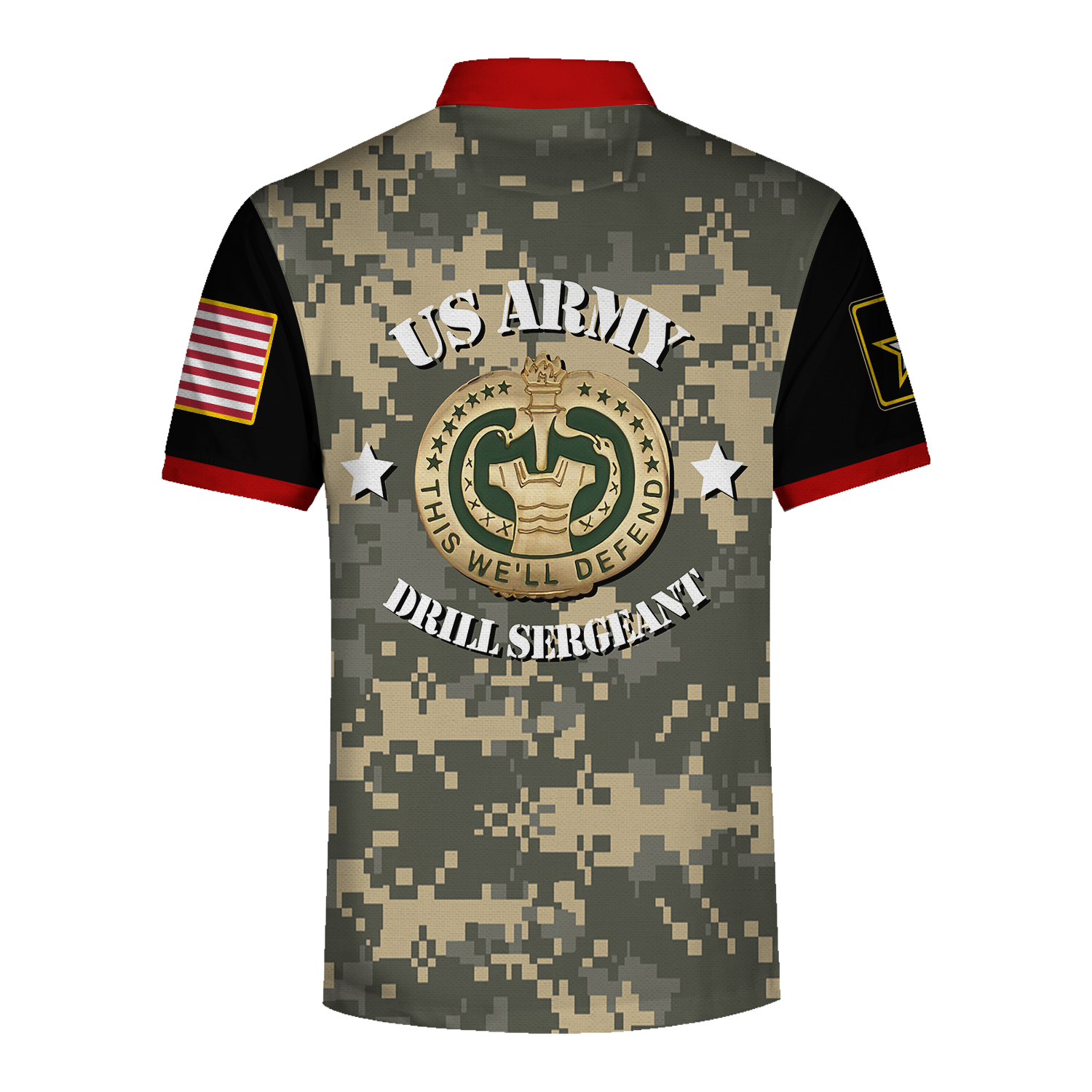 Customspig Polo Shirt WW1 Us Army Uniform Army Drill Sergeant Badge Shield Army 3D Apparel
