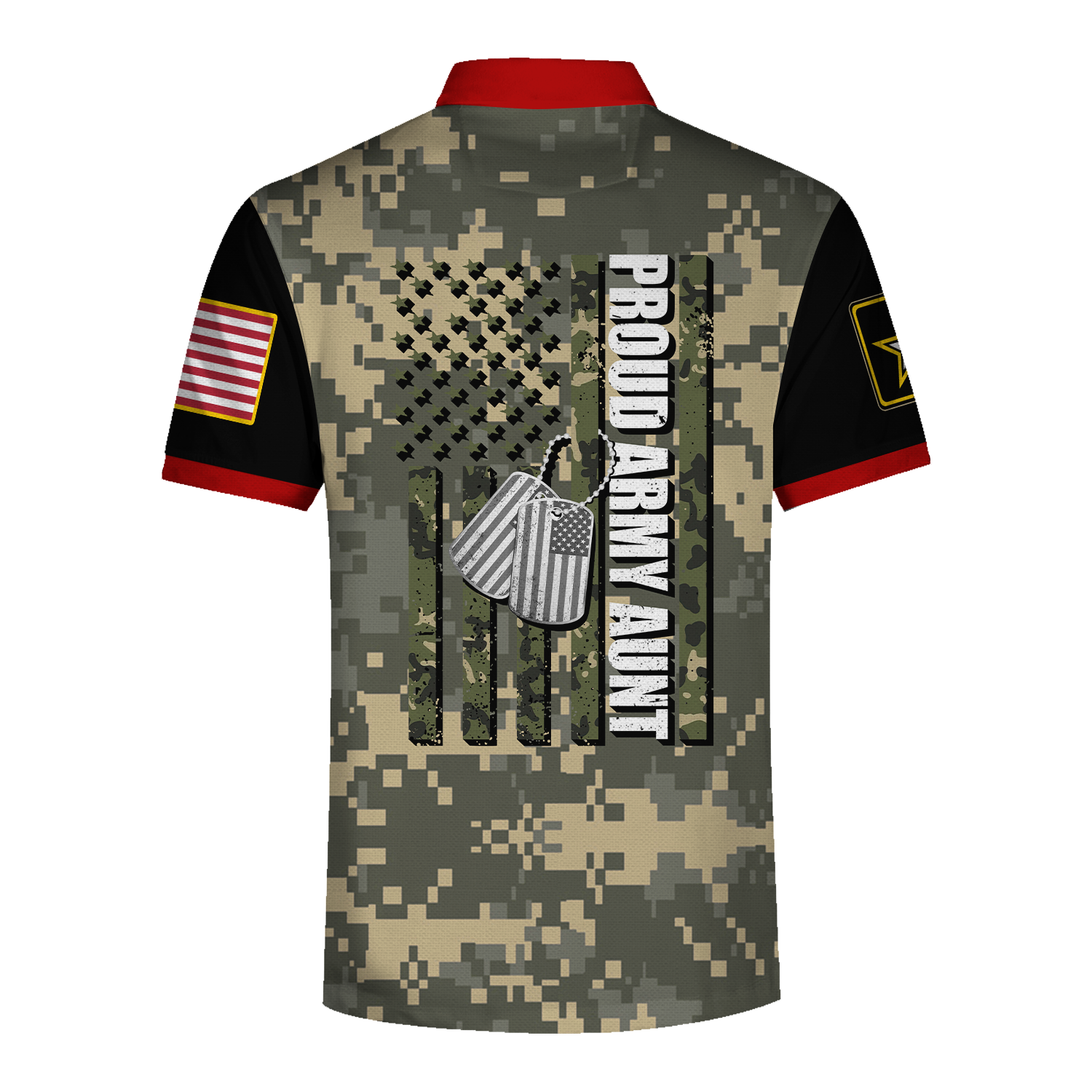 Customspig Polo Shirt US Army Proud Army Aunt American Flag Veteran 3D Apparel