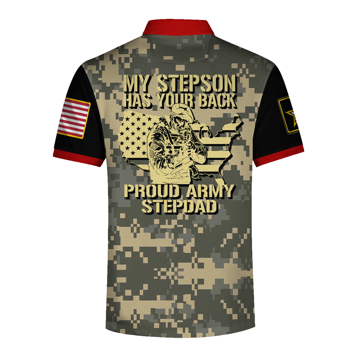 Customspig Polo Shirt US Army My Stepson Has Your Back Proud Army Stepdad 3D Apparel